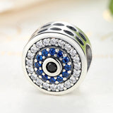 925 Sterling Silver Blue Eye Inlaid Bead Bracelet - Side View