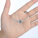 925 Sterling Silver Blue Eye Inlaid Bead Bracelet - Rear View