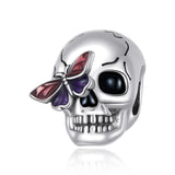 925 Sterling Silver Retro Skull Beads For Diy Bracelets & Necklaces - Front View
