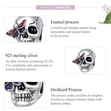925 Sterling Silver Retro Skull Beads For Diy Bracelets & Necklaces - 45-Degree Angle