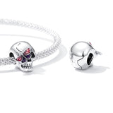 925 Sterling Silver Retro Skull Beads For Diy Bracelets & Necklaces - Rear View
