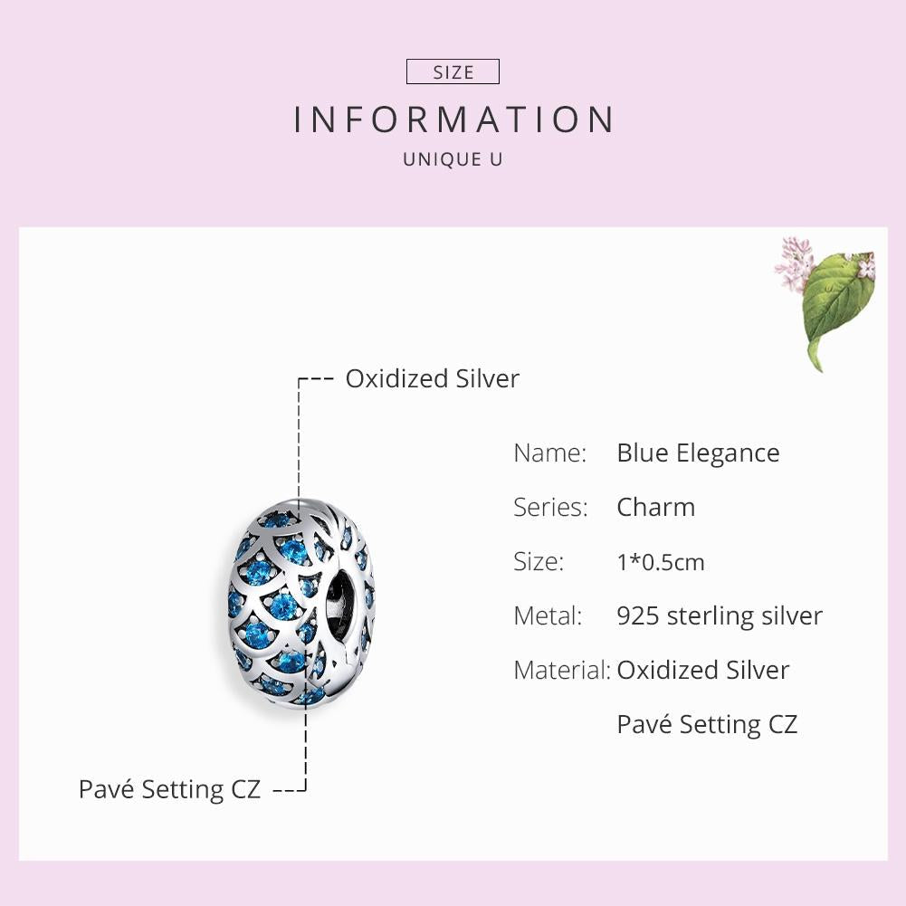 925 Sterling Silver Blue Zircon Bracelet / Necklace Beads
