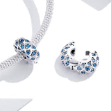 925 Sterling Silver Blue Zircon Bracelet / Necklace Beads - Close-Up Angle