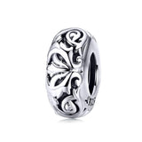 925 Sterling Silver Flower Beads Bracelet Hollow Pattern - Front View