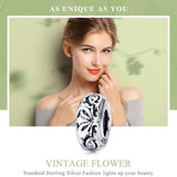 925 Sterling Silver Flower Beads Bracelet Hollow Pattern - Side View