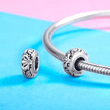 925 Sterling Silver Flower Beads Bracelet Hollow Pattern - 45-Degree Angle