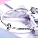 925 Sterling Silver Flower Beads Bracelet Hollow Pattern - Rear View