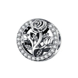 925 Sterling Silver Rose Beads For Diy Jewelry Accessories - Front View