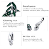 925 Sterling Silver Peacock Feather Pendant For Diy Bracelet Or Necklace - Rear View