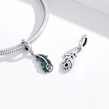 925 Sterling Silver Peacock Feather Pendant For Diy Bracelet Or Necklace - Close-Up Angle
