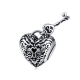 925 Sterling Silver Retro Heart Beaded Bracelet - Front View