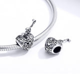 925 Sterling Silver Retro Heart Beaded Bracelet - Close-Up Angle