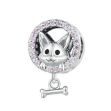 925 Sterling Silver Corgi Puppy Bracelet Beads - Front View