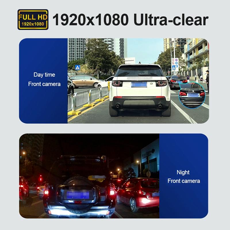 1080p Hd Night Vision Wifi Driving Recorder with In-car Camera - 3.16 Inch