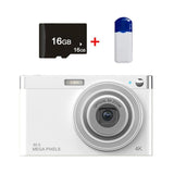 4k 8x Optical Zoom Telescopic Lens Digital Camera with Card Reader & 16g - White - Front View