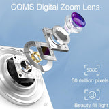 4k 8x Optical Zoom Telescopic Lens Digital Camera with Card Reader & 16g - White - Low Angle