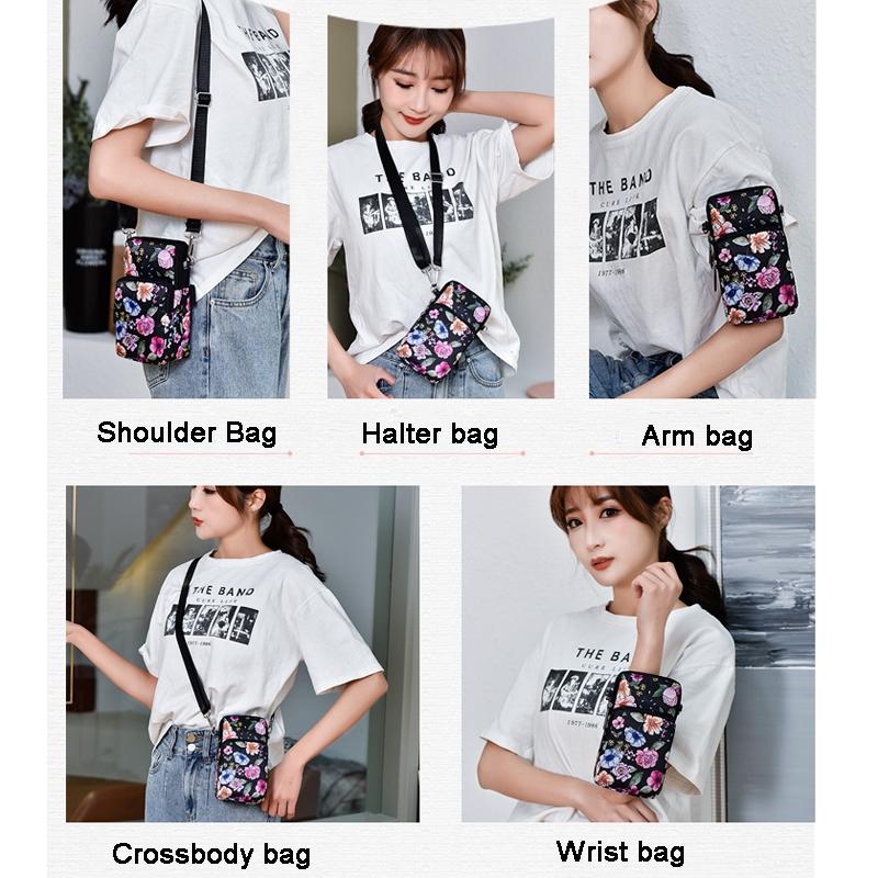 Animal Park Mini Crossbody Phone Wallet With Arm Band - Black Flower1