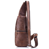 Retro Leather Crossbody Chest Bag Gray + Buckle - 45-Degree Angle