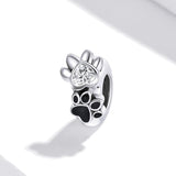 925 Sterling Silver Pet Imprint Beads For Diy Bracelets & Necklaces - Front View