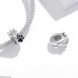 925 Sterling Silver Pet Imprint Beads For Diy Bracelets & Necklaces - Rear View