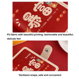 Festive Cartoon Snap Anti Degaussing Card Holder Lucky Change Id Storage Bag - Red - Top-Down View