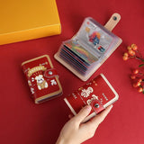 Festive Cartoon Snap Anti Degaussing Card Holder Lucky Change Id Storage Bag - Red - Close-Up Angle