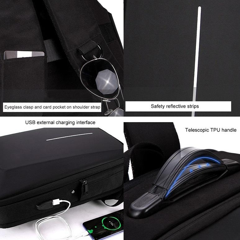 Hard Shell Backpack Alloy Frame Anti-theft Computer Bag for Men Red