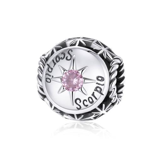 925 Sterling Silver Zodiac Zircon Bead Bracelet / Necklace Set Scorpio Style - Scorpio