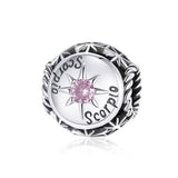925 Sterling Silver Zodiac Zircon Bead Bracelet / Necklace Set Scorpio Style - Scorpio - Front View