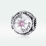 925 Sterling Silver Zodiac Zircon Bead Bracelet / Necklace Set Scorpio Style - Scorpio - Side View