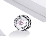 925 Sterling Silver Zodiac Zircon Bead Bracelet / Necklace Set Scorpio Style - Scorpio - Top-Down View
