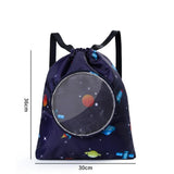 Blue Waterproof Drawstring Beach Bag L Size For Kids Wet & Dry Separation Shoulder Strap - Tibetan L