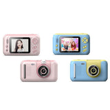 Kids Hd Reversible Camera - 2.4 Inch 8g Memory Card Card Reader - Yellow / Blue - Side View