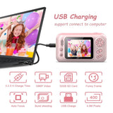 Kids Hd Reversible Camera - 2.4 Inch 8g Memory Card Card Reader - Yellow / Blue - Top-Down View