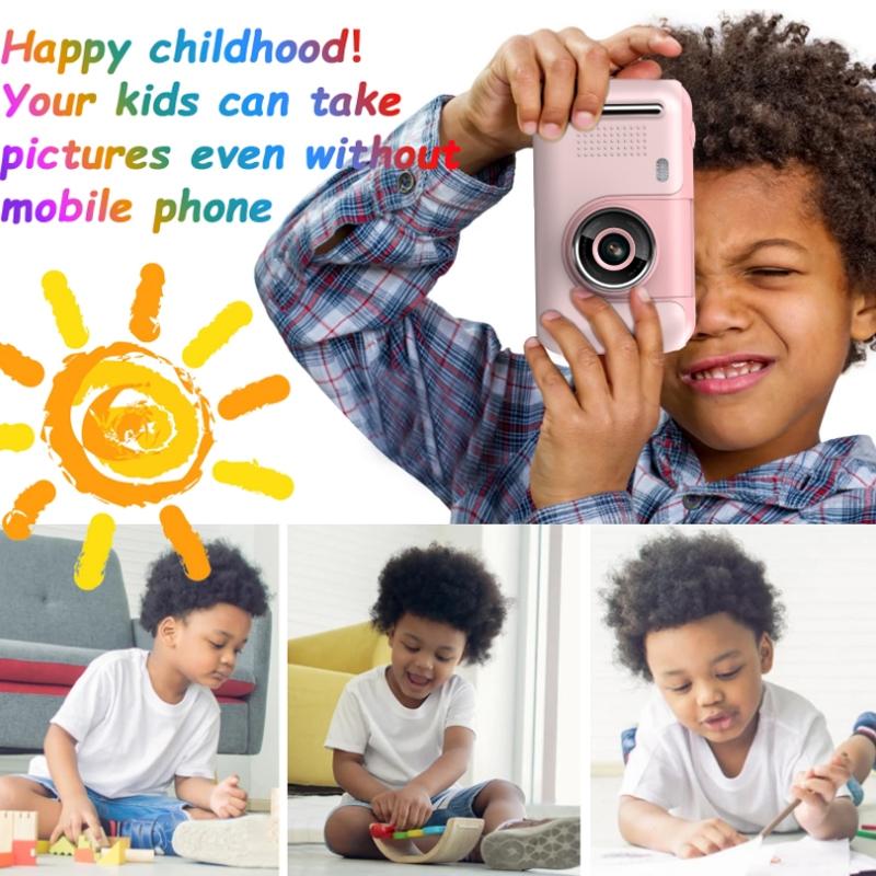 Kids Hd Reversible Camera - 2.4 Inch 8g Memory Card Card Reader - Yellow / Blue
