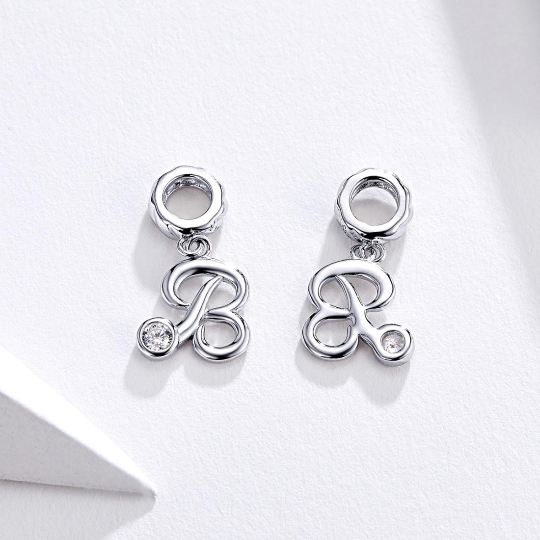 925 Sterling Silver Personalized Letter Pendant For Diy Bracelets & Necklaces Style - R