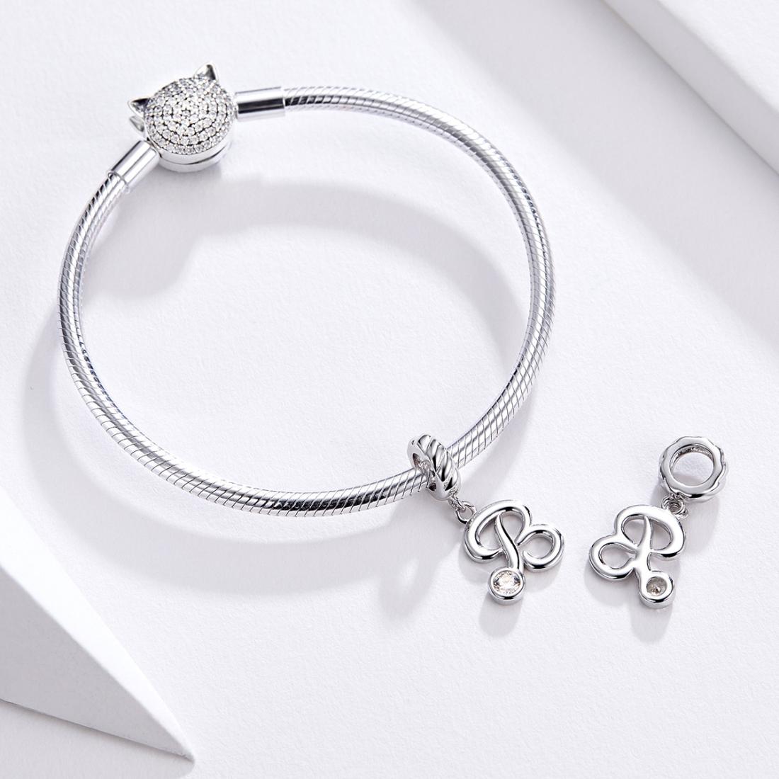 925 Sterling Silver Personalized Letter Pendant For Diy Bracelets & Necklaces Style - R