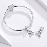 925 Sterling Silver Personalized Letter Pendant For Diy Bracelets & Necklaces Style - R - 45-Degree Angle