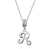 925 Sterling Silver Personalized Letter Pendant For Diy Bracelets & Necklaces Style - R - Close-Up Angle