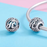 925 Sterling Silver 26 English Letter Beads For Diy Bracelets & Necklaces Style - R - Top-Down View