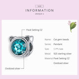 925 Sterling Silver Cat Ear Bead Bracelet / Necklace Accessory - 45-Degree Angle