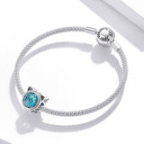 925 Sterling Silver Cat Ear Bead Bracelet / Necklace Accessory - Close-Up Angle