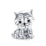 925 Sterling Silver Tiger Bead Pendant For Diy Bracelets & Necklaces - Front View