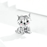 925 Sterling Silver Tiger Bead Pendant For Diy Bracelets & Necklaces - Side View