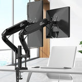 Double Screen Desktop Monitor Bracket - Air Pressure Lift - Front View