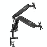 Double Screen Desktop Monitor Bracket - Air Pressure Lift - Side View