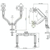 Double Screen Desktop Monitor Bracket - Air Pressure Lift - Top-Down View