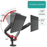 Double Screen Desktop Monitor Bracket - Air Pressure Lift - Rear View
