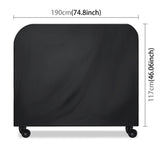 Waterproof 210d Oxford Cloth Bbq Grill Cover - Anti-uv Dust-proof Foldable - Fits Gas Charcoal Electric - 190x71x117cm - Black - Close-Up Angle
