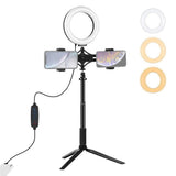 Live Broadcast Phone Bracket & Tripod Mount with Extension Rod & 6.2 Inch Led Ring Light Kit - Front View